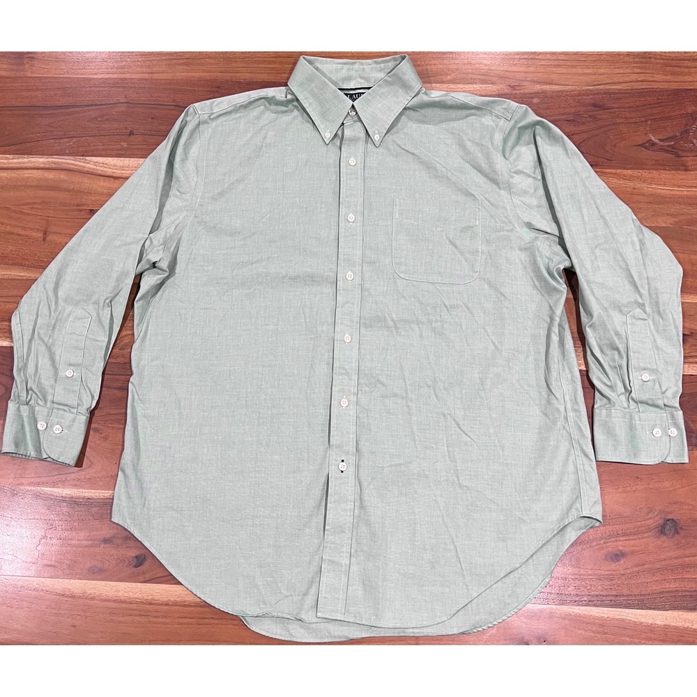 Lauren Ralph Lauren Mens 17 32/33 Green Classic Fit Non Iron Cotton Button Shirt